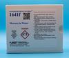 White paper box package containing label that reads Standard Reference Material 1641f Mercury In Water. It also contains a danger sign, NIST logo and additional small print that is not legible.